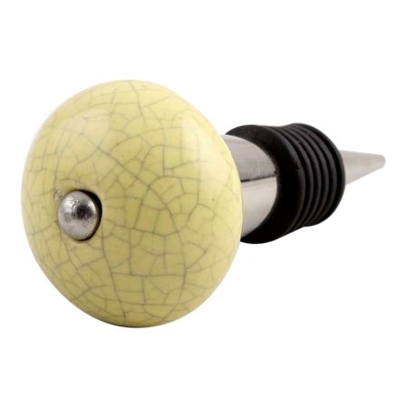 Light Yellow Crackle Ceramic Wine Stopper